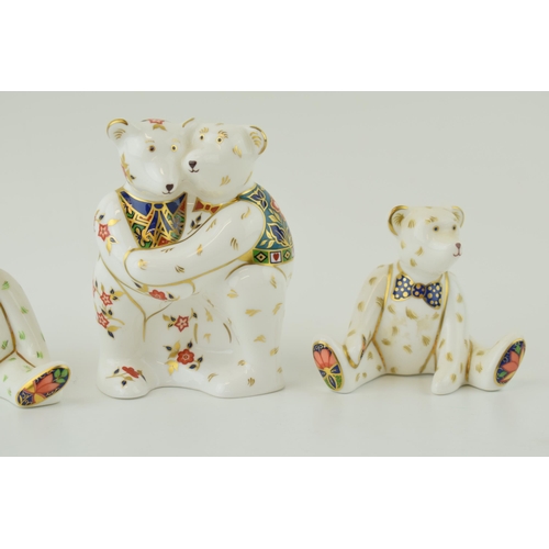 151 - Four Royal Crown Derby miniature bear paperweights, Edward, Victoria, William, (all 7cm high) and Be... 