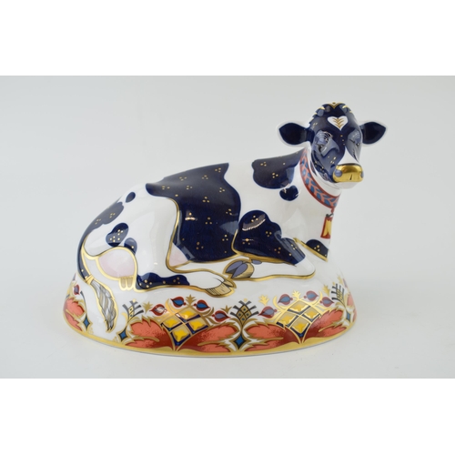 157 - Royal Crown Derby paperweight, Friesian Cow - Buttercup, gold stopper, red printed marks and Royal C... 