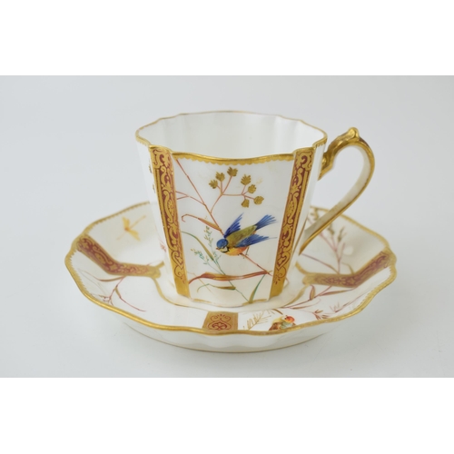 287A - Wedgwood cup and saucer, aesthetic design, with bluetit amongst foliage (2).