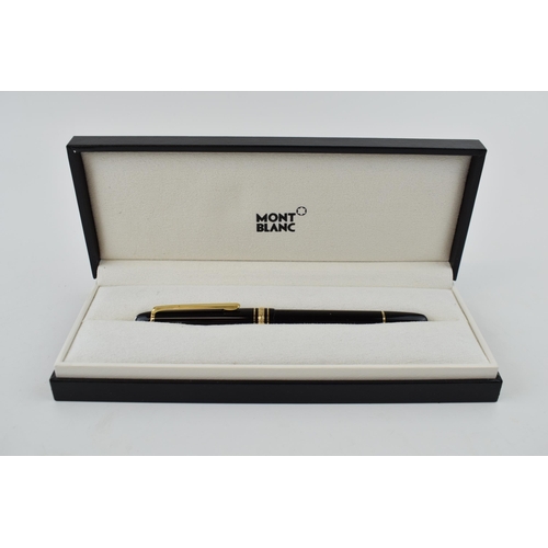 544D - Montblanc Meisterstuck fountain pen, bi-color rhodium and 14ct gold nib, black resin with gold colou... 