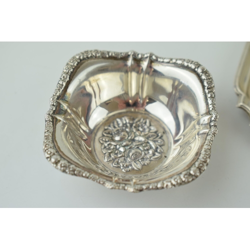 112 - A miniature silver salver, Birmingham, mid 20th century, 22.1g, with a continental silver 830 miniat... 