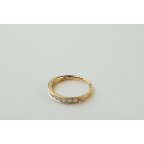 17 - 9ct gold half eternity ring, set diamonds, 2.4g, circa 0.3ct combined diamonds, size O.