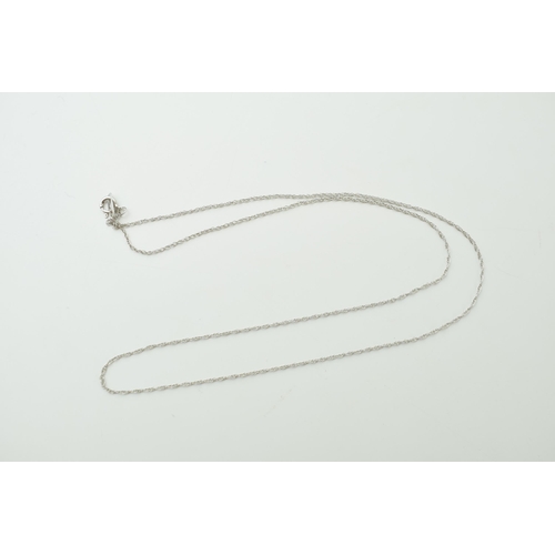 4 - 9ct white gold fine chain / necklace, 0.6g, 46cm long.