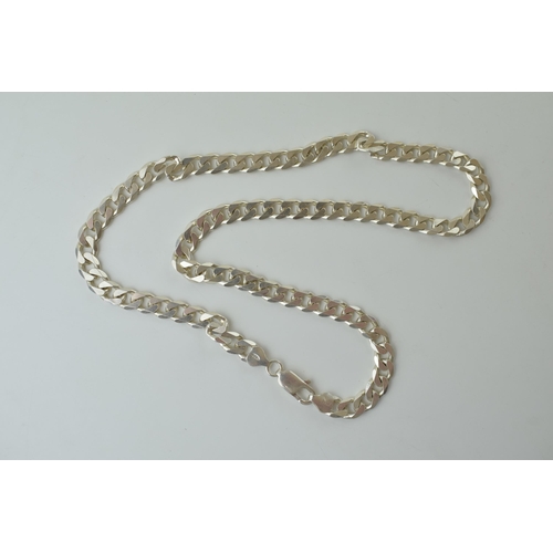 60 - Silver curb link necklace / chain, 41.2g, 52cm long.