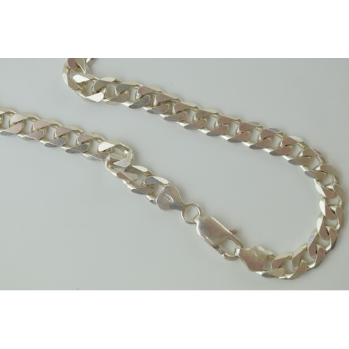 60 - Silver curb link necklace / chain, 41.2g, 52cm long.