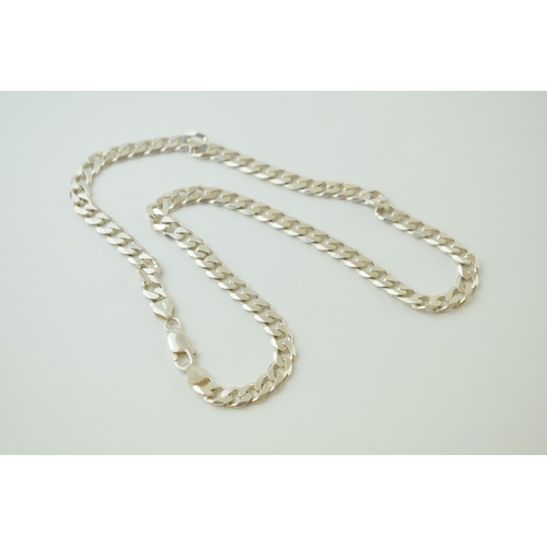 60 - Silver curb link necklace / chain, 41.2g, 52cm long.