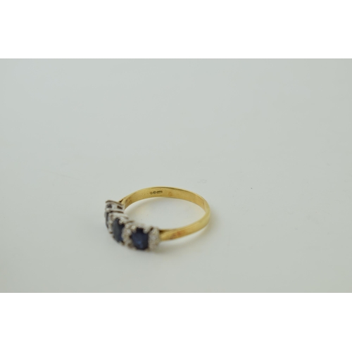 70 - 18ct gold ring, set diamonds and sapphires, 2.7g, size P.