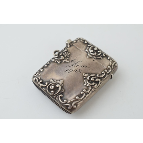 94 - Hallmarked silver vesta case, 31.8g, Birm 1901, 53mm long.