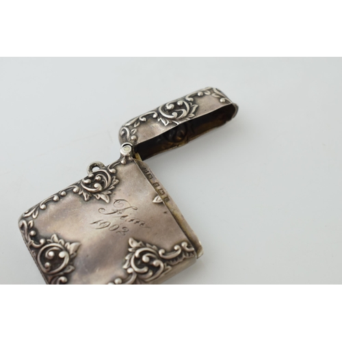 94 - Hallmarked silver vesta case, 31.8g, Birm 1901, 53mm long.