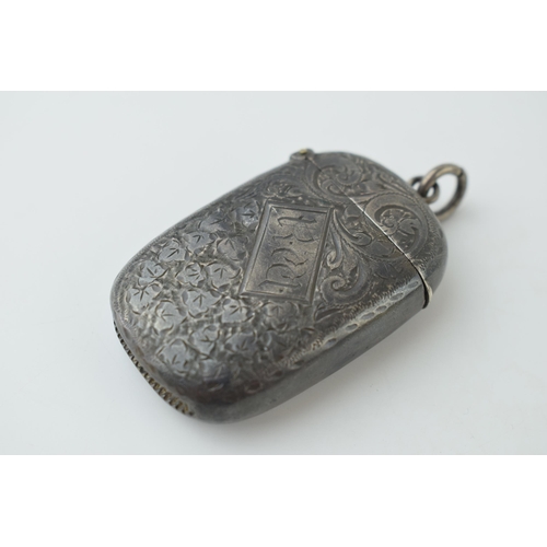 97 - Hallmarked silver vesta case, 24.3g, Birm 1911, 60mm tall.