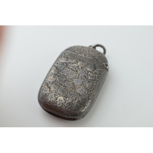 97 - Hallmarked silver vesta case, 24.3g, Birm 1911, 60mm tall.