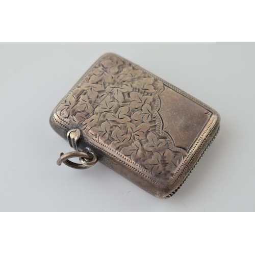 98 - Hallmarked silver vesta case, 21.8g, Birm 1900, 46mm tall.