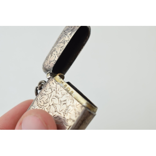 98 - Hallmarked silver vesta case, 21.8g, Birm 1900, 46mm tall.