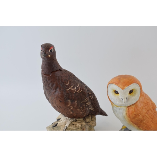 157 - Beswick to include a large Barn Owl, a ginger sitting Persian cat 1867, a Doulton Famous Grouse deca... 