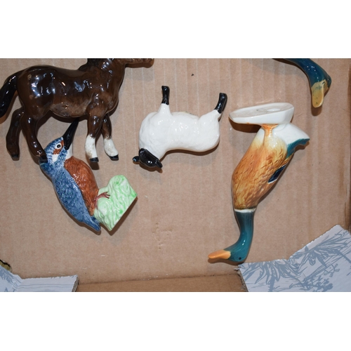 173 - Various Beswick Pottery Animals Duck Sheep Donkey & Kingfisher 9 Items