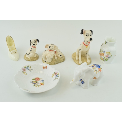 203 - Pottery to include Royal Doulton 101 Dalmatians figures to include Pongo, Penny and Freckles, and Lu... 