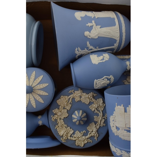 245 - Wedgwood Jasperware and Queensware to include a jardiniere, trinket dishes, pin trays and others (Qt... 