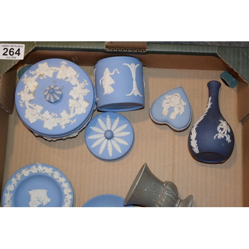 264 - Wedgwood Jasperware in varying colours such as Pink, Green, Cobalt blue and others to include pin di... 