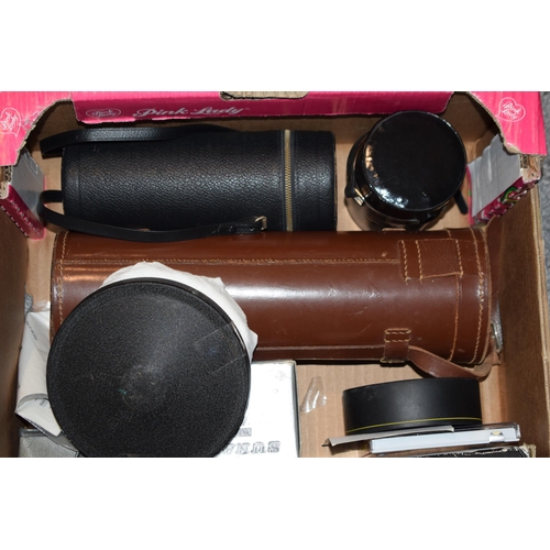 293 - A collection of photography equipment to include lenses and accessories. To include SUN AGOR Tele-Zo... 