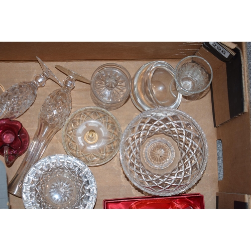 296 - A collection of glassware to include Waterford flutes, dishes, Waterford ashtrays and others (Qty).