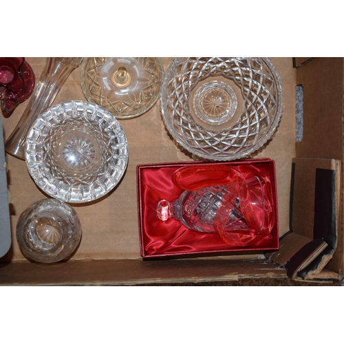 296 - A collection of glassware to include Waterford flutes, dishes, Waterford ashtrays and others (Qty).