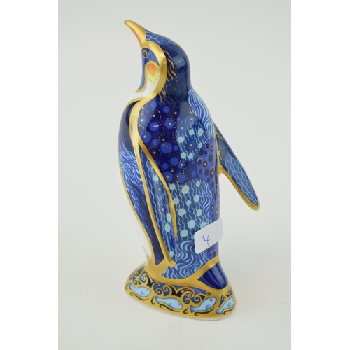 39 - Royal Crown Derby paperweight, Emperor Penguin, produced between 1981 and 1992 with mazarine blue ro... 