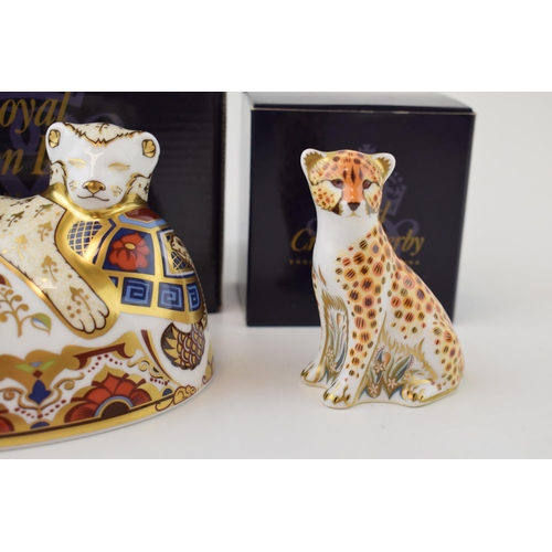 47 - Two Royal Crown Derby paperweights, Lion Cub, 14cm wide, this is number 424 of a limited edition of ... 