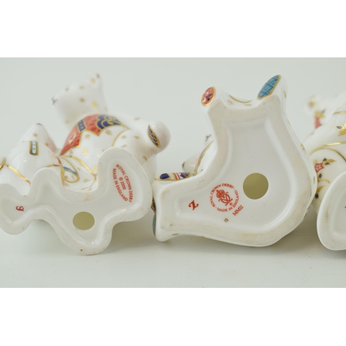 51 - Three Royal Crown Derby miniature bears, Daddy and George (9cm) and Mummy and Charlotte (7cm), toget... 