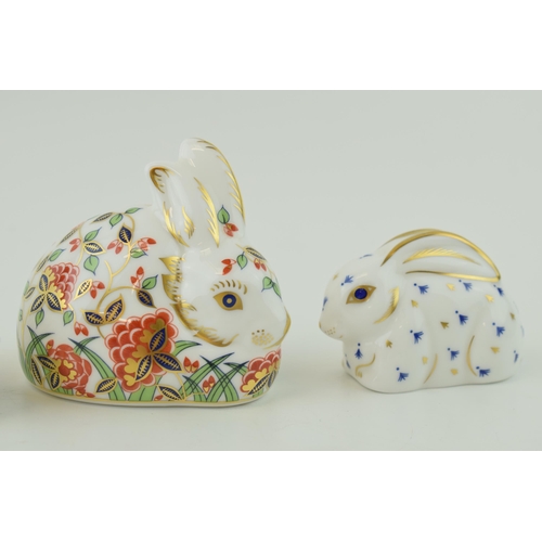 56 - Four Royal Crown Derby paperweights, Collectors Guild Exclusive Meadow Rabbit, Rabbit, one of the or... 