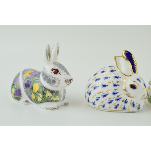 56 - Four Royal Crown Derby paperweights, Collectors Guild Exclusive Meadow Rabbit, Rabbit, one of the or... 