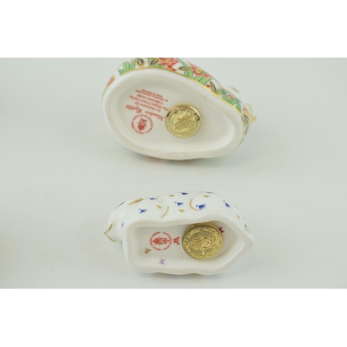 56 - Four Royal Crown Derby paperweights, Collectors Guild Exclusive Meadow Rabbit, Rabbit, one of the or... 