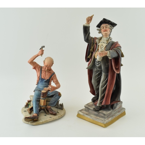 63 - A Capo Di Monte figure of a professor, 35cm tall, with a cobbler (2).