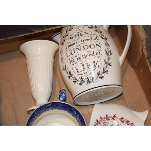 70 - Wedgwood to include a Clarice Cliff collection cream jug, a Queensware trumpet vase, a London jug, a... 