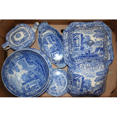 81 - A collection of Copeland Spode's Italian pottery to include two lidded square veg dishes, a teapot, ... 