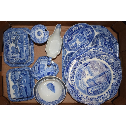 82 - A collection of Copeland Spode's Italian to include a cheese dish, a butter dish, meat plates, a jug... 