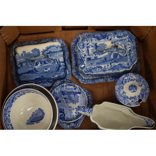 82 - A collection of Copeland Spode's Italian to include a cheese dish, a butter dish, meat plates, a jug... 