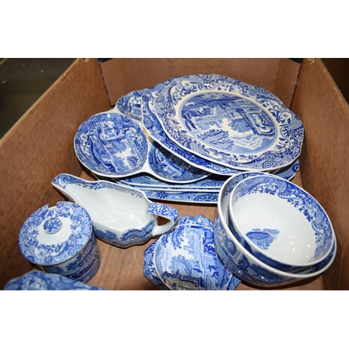 82 - A collection of Copeland Spode's Italian to include a cheese dish, a butter dish, meat plates, a jug... 