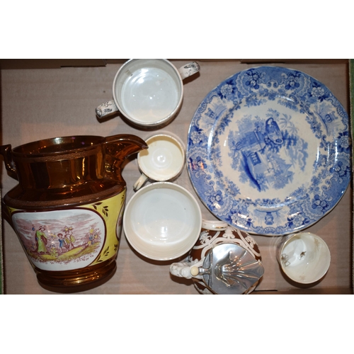 88 - Quantity of c19th Century Ceramics Pottery including Blue & White Lustre ware