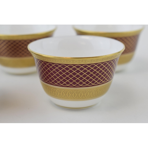 107 - De Lamerie Fine Bone China Set of Red Spiral & Twist pattern 6 Arabic Tea Cups, diameter 7cm (6).