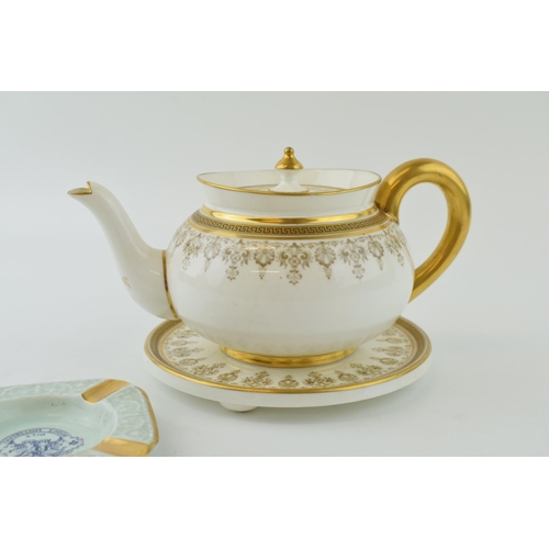 140 - Cauldon England teapot with stand and Wedgwood two handled sugar bowl and a Castellum Lodge 6710 ash... 