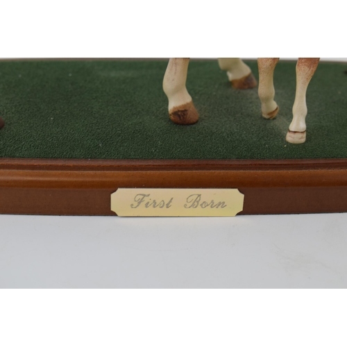 164 - Beswick First Born horse and foal tableau on wooden base.