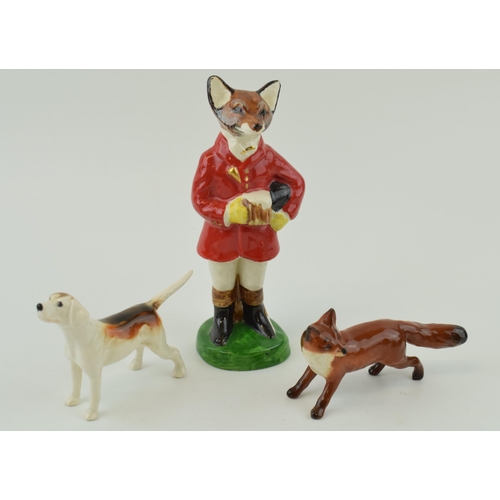 170 - Beswick to include a standing fox, a foxhound and a Charlie Fox by Colley Arts (3), tallest 16cm.