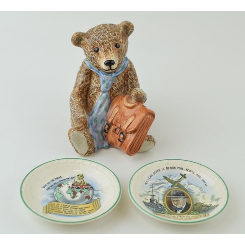 171 - Beswick Henry bear with pair of Copeland Spode Centurion USA Design 'patent pending' pin dishes, Chu... 