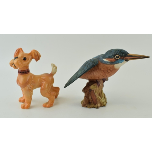 175 - Beswick matt Kingfisher 2371 and comical puppy (2).