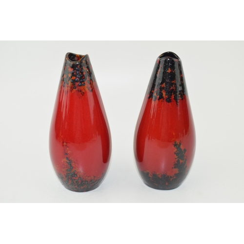 178 - Royal Doulton Flambe Centenary vases, a pair of, 17cm tall (2).