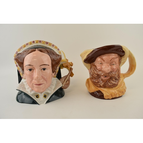 207 - Large Royal Doulton character jugs to include Falstaff in yellow colourway and Queen Mary I D7188 (2... 