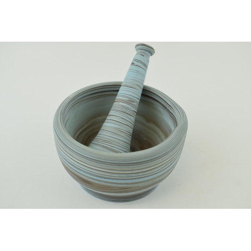 243 - Wedgwood Agate Jasperware mortar and pestle, 13cm diameter.