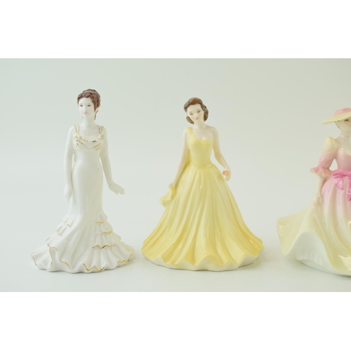 274 - A collection of small Coalport figurines to include Lady Emily, Tiffany, Crystal, Cindy and May Ball... 