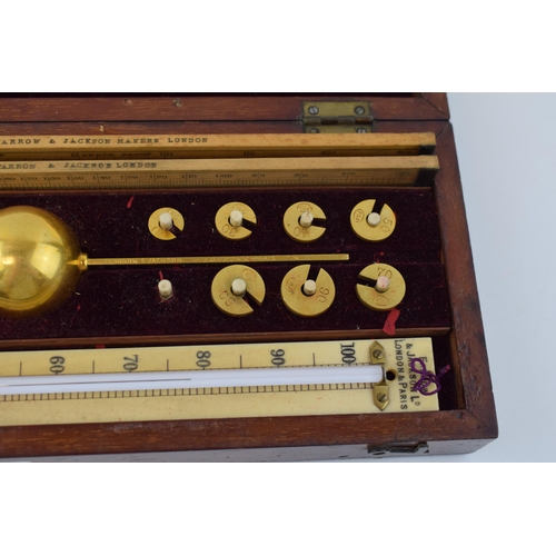 280 - Mahogany cased 19th century Sikes' Hydrometer by Farrow & Jackson, London & Paris. 25cm x 12cm x 5cm... 