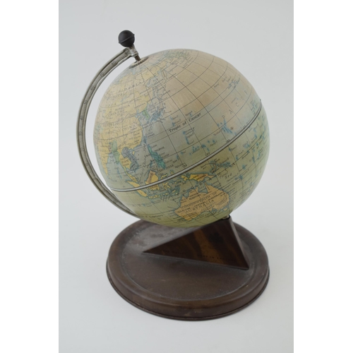 308 - Chad Valley tin globe 'Made in England' Height 27cm.